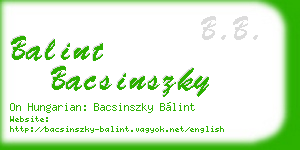 balint bacsinszky business card